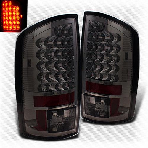 Smoked 07-08 dodge ram led tail lights rear brake smoke lamp pair taillights set