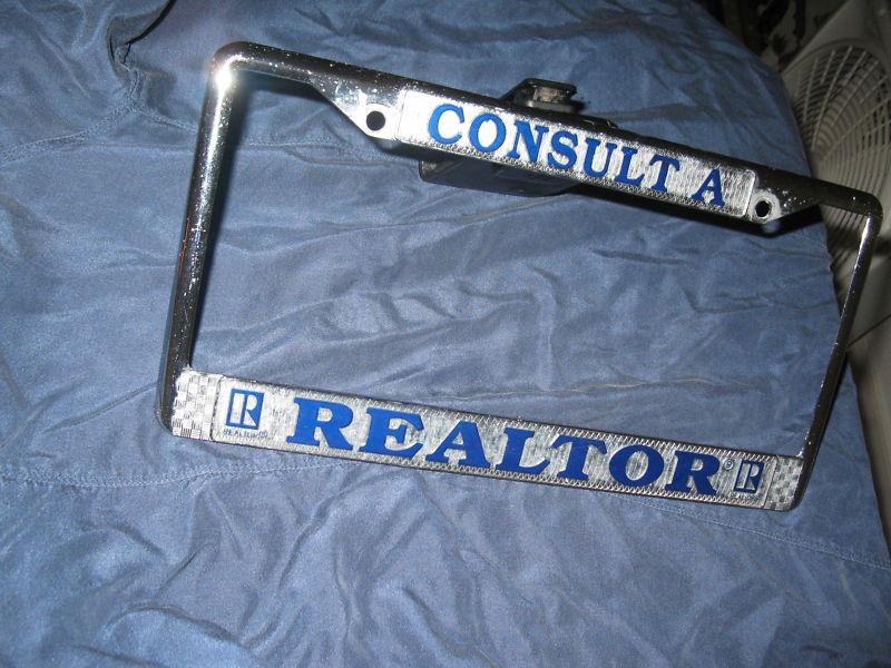  license plate frame - metal - consult a realtor,--chrome--,excellent condition