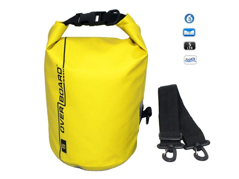 Overboard waterproof 5 liter dry tube - yellow, dry bag