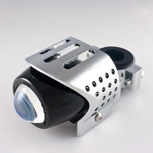 Fog light chrome aluminum housing x2 for harley triumph bmw honda suzuki yamaha