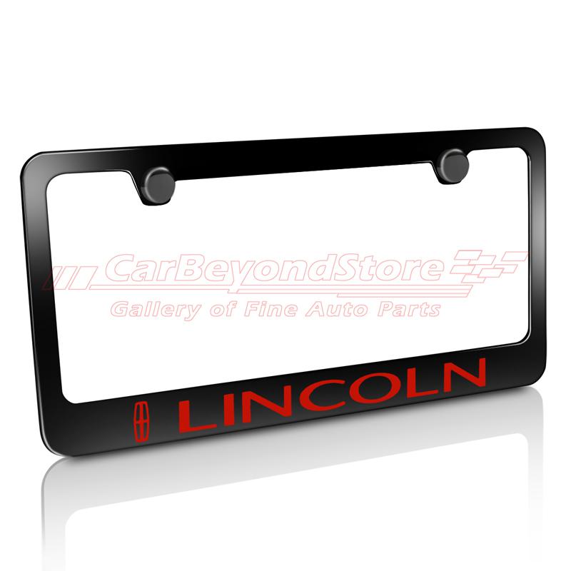 Lincoln red black metal license plate frame + free gift, offical license
