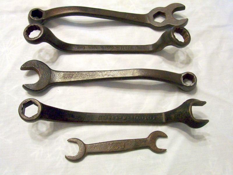 Antique set of ford wrenches w/ ford script, 5, vg. condition