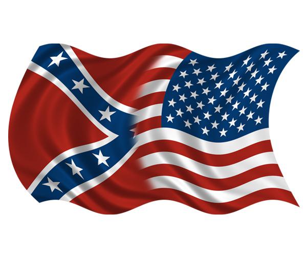 American confederate rebel waving flag decal 5"x3" usa vinyl sticker (lh) zu1