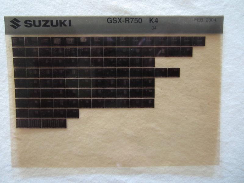 2004 suzuki motorcycle gsx r750 k4 microfiche part catalog gsx r 750