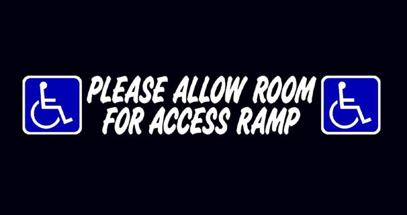 Handicap van access ramp sticker wheelchair lift warning decal