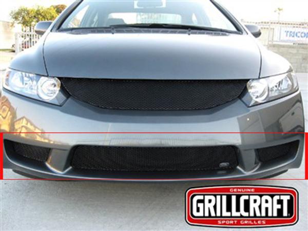 2009-2011 honda civic 4door grillcraft lower black 3pc grille set mx grills