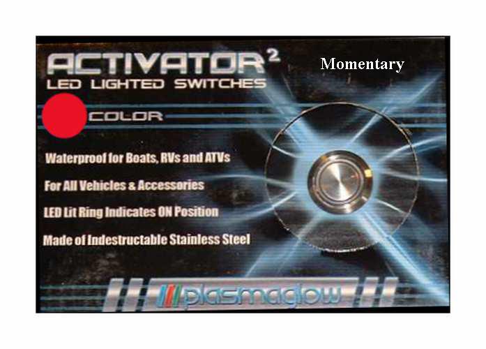 Activator momentary nitrous led switch red stainless steel plasmaglow