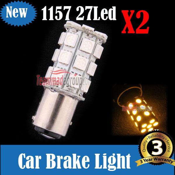 2x 1157 27 5050 smd led car auto tail parking brake lamp bulbs lights 12v amber