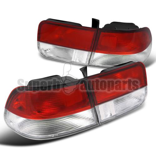 1996-2000 honda civic 2dr coupe jdm tail lights brake lamps red/clear