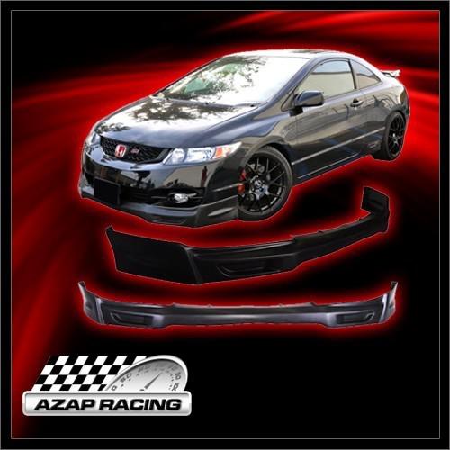 09-11 mug style poly-urethane front bumper lip spoiler black for honda civic 2dr