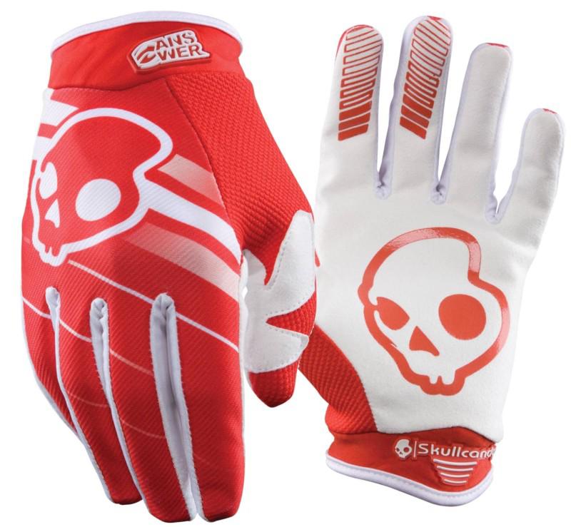 Answer skullcandy red medium dirt bike motocross gloves race ready mx atv md