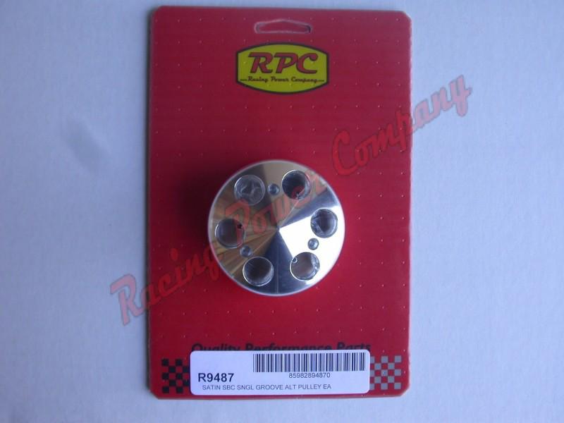 Rpc r9487 satin aluminum sb chevy single groove alternator pulley