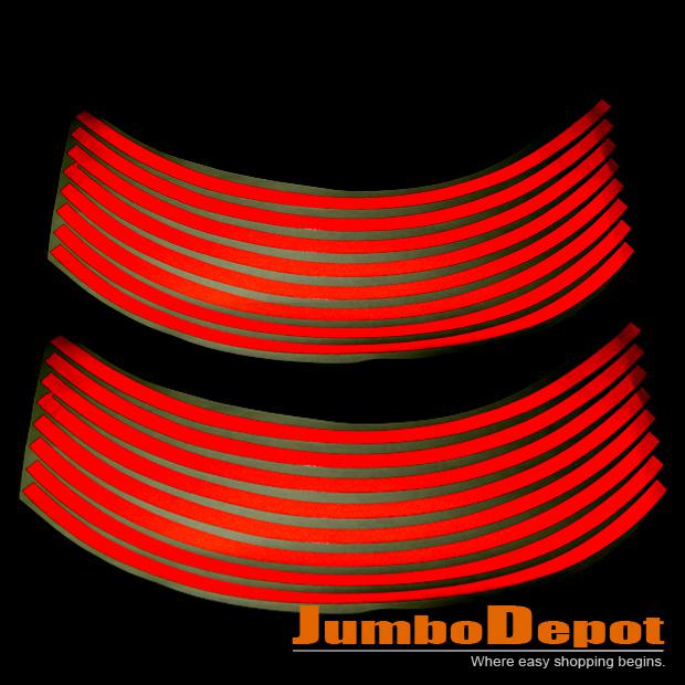 8 mm red reflective rim tape wheel stripe decal trim fit motorcycle cars 16"-18"