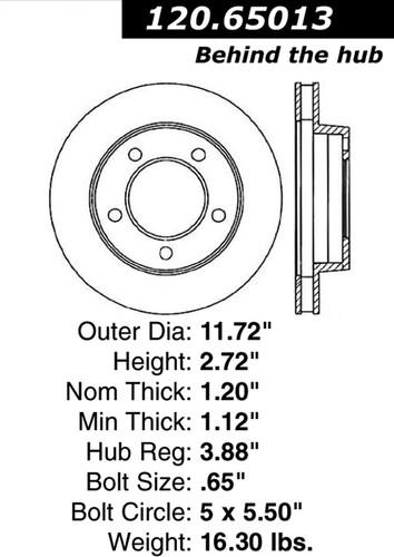 Centric 121.65013 front brake rotor/disc-c-tek standard rotor