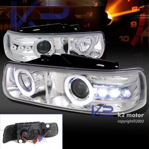 Clear 99-02 chevy silverado led dual halo projector headlights head lamps