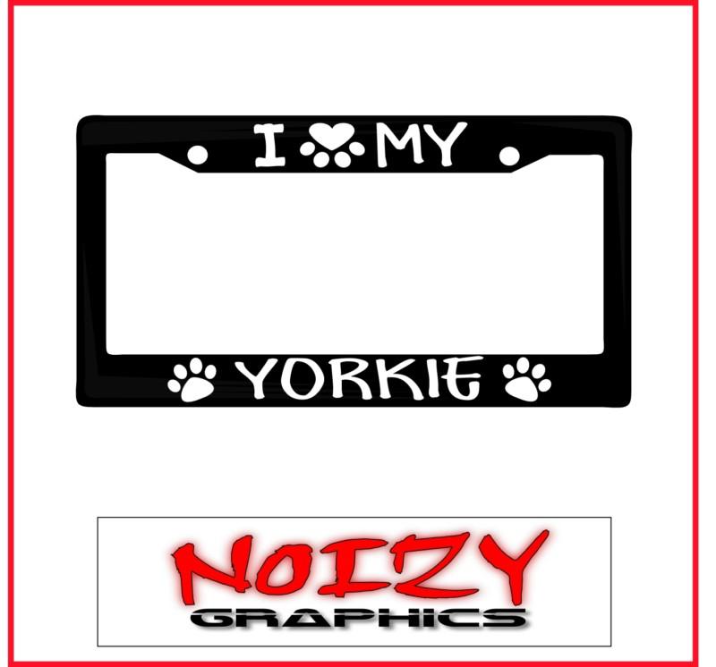 Dog license plate car sticker decal frame i love paw my yorkshire terrier yorkie