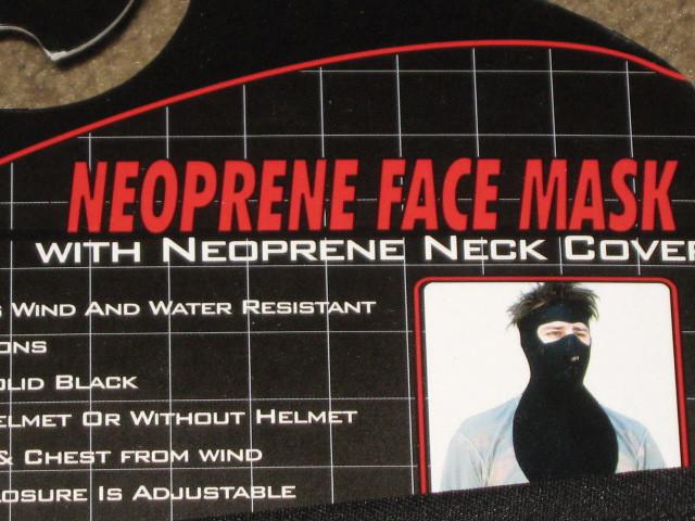 Black neoprene full face mask with neck shield brand new with tags