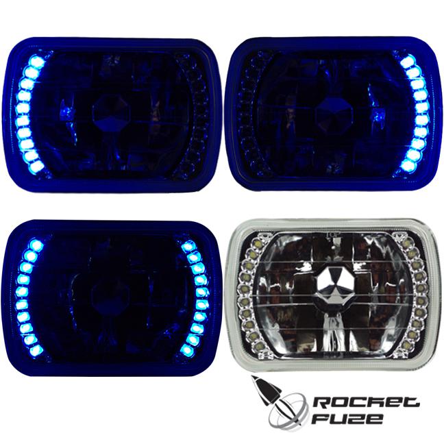 Sale no resv universal new conversion 7x6 crystal headlights led florecent blue