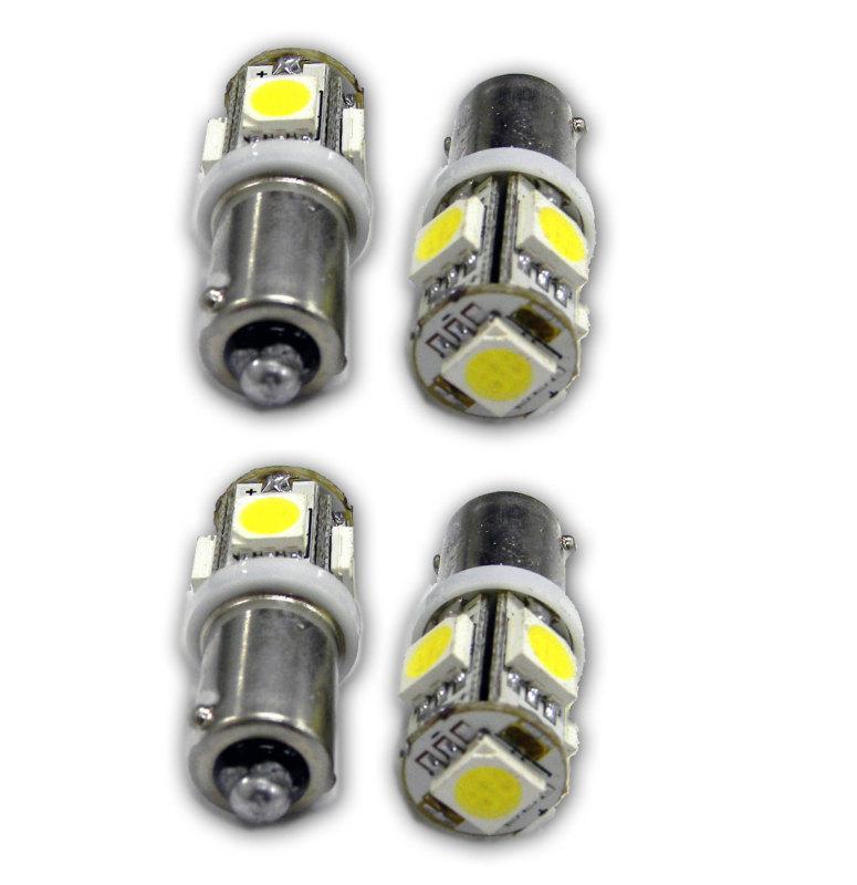 4pcs led blue ba9s 5 smd 5050 led light bulbs 5-smd t4w 1445 q65b h6w 182 53 57