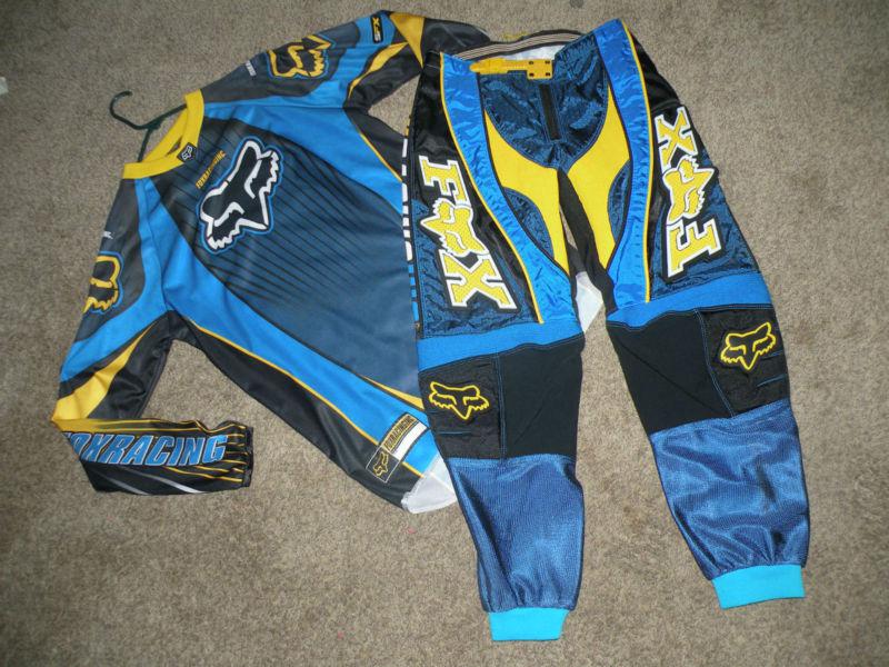 Fox racing 360 women's 7/8 race pants & small jersey blue and yellow nwot