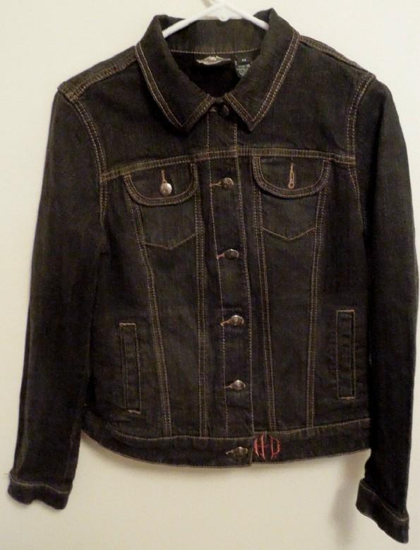 Women's black denim jacket with embellishment  96175-09vw medium excellent