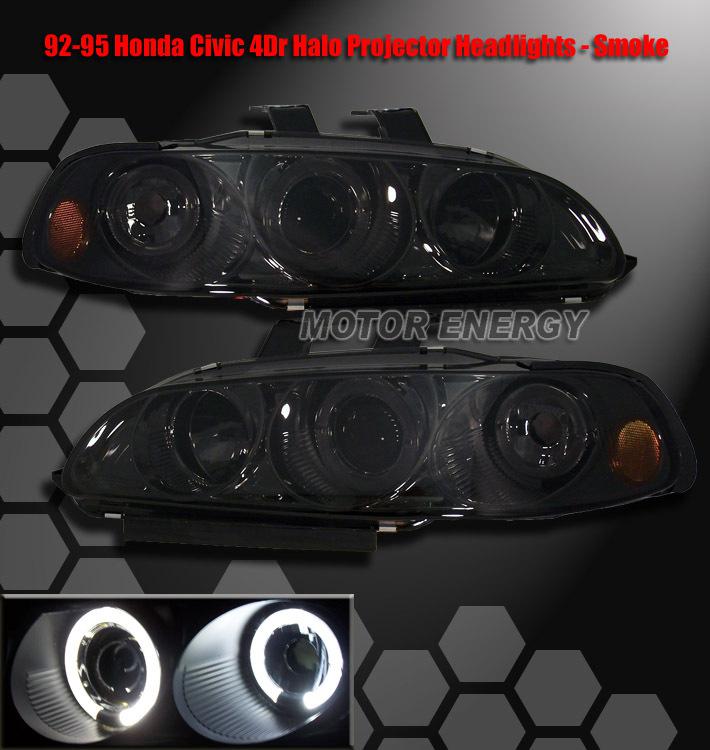 1992-1995 honda civic 4d projector headlight black 1993