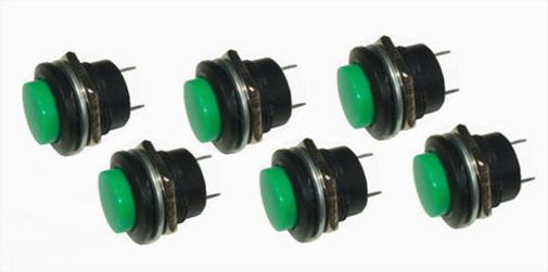 * 6 * green momentary on/off 12 volt electric switch (switches)....#vhb-2/6