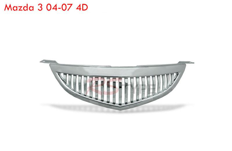 2004-2007 mazda 3 4d base model front vertical grill chrome 05 06