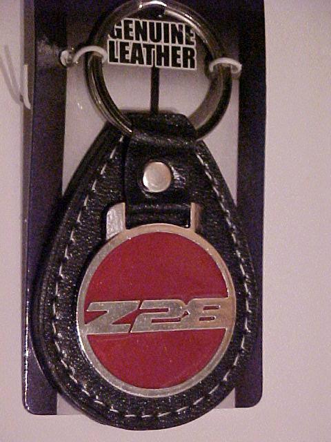 New on card camaro z-28  leather back key chain