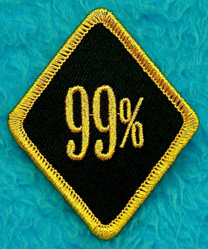 99% diamond  embroidered  motorcycle - biker - gold & black sew on patch 