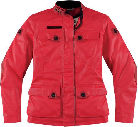 Icon 1000 akorp womens motorcycle jacket mischief red l lg large