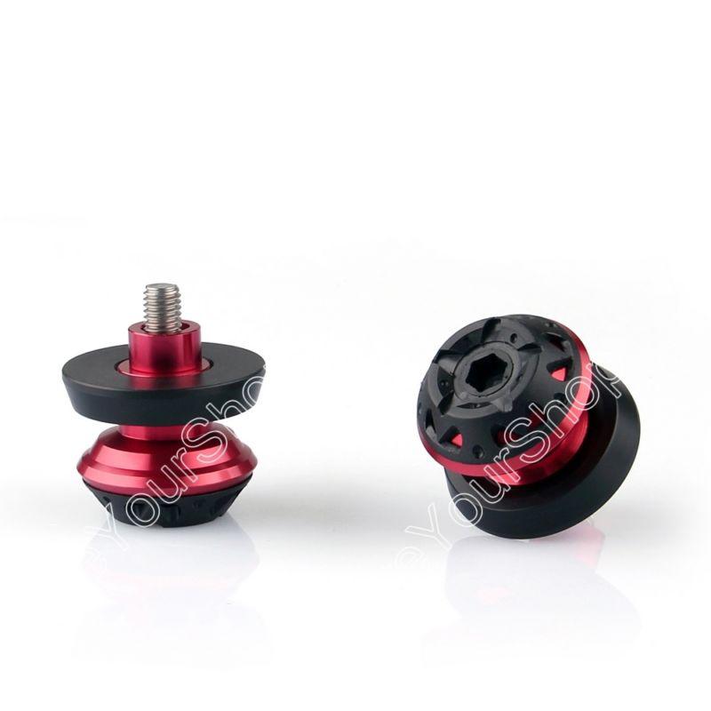 Cnc 6mm swingarm sliders spools for yamaha yzf r1 r6 r6s fz6 fz8 xjr 1300 red