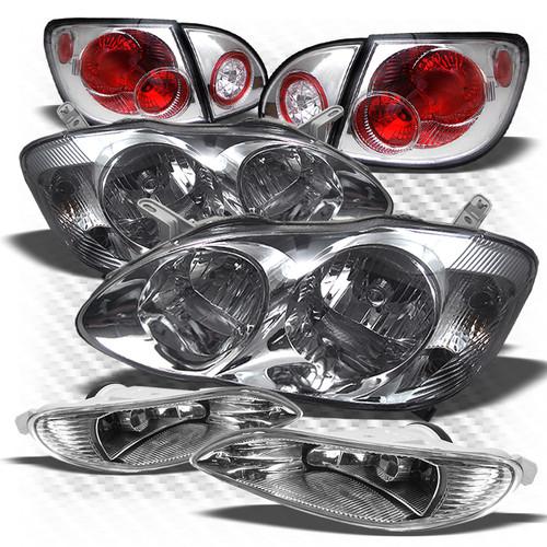 05-08 corolla chrome headlights + altezza style tail lights + clear fog lights