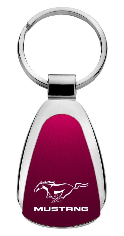 Ford mustang burgundy tear drop key chain ring tag key fob logo lanyard