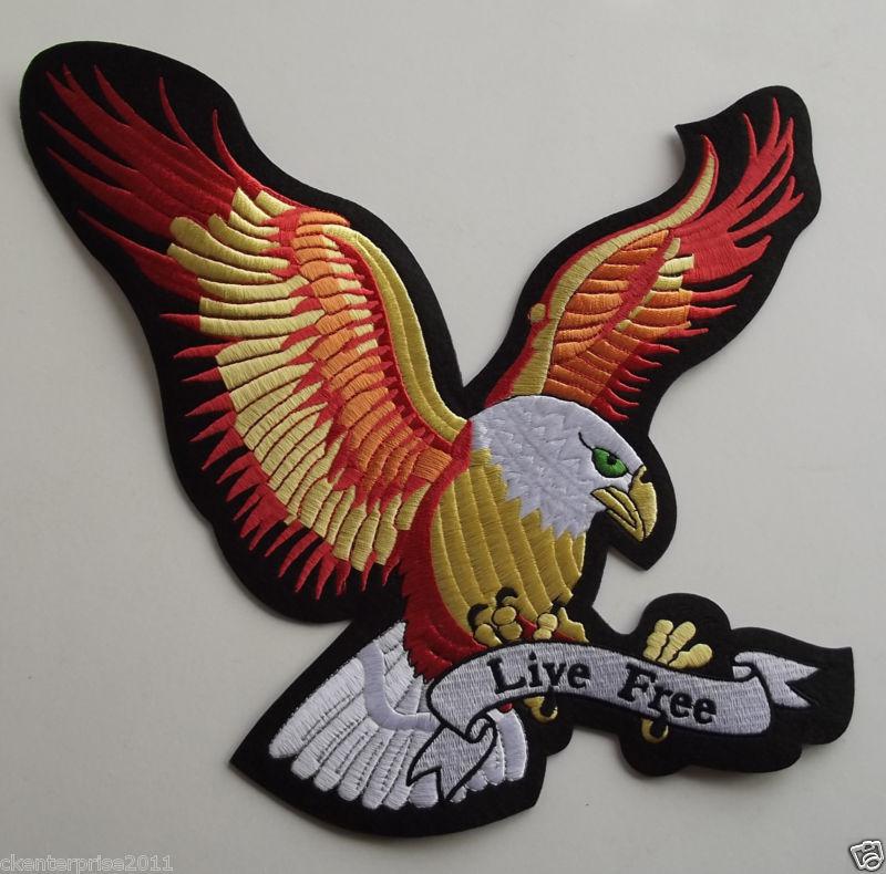 American eagle biker live free large embroidered back patch biker