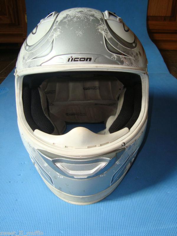 Icon white alliance threshold helmet hydradry air cooled full face m mens womens