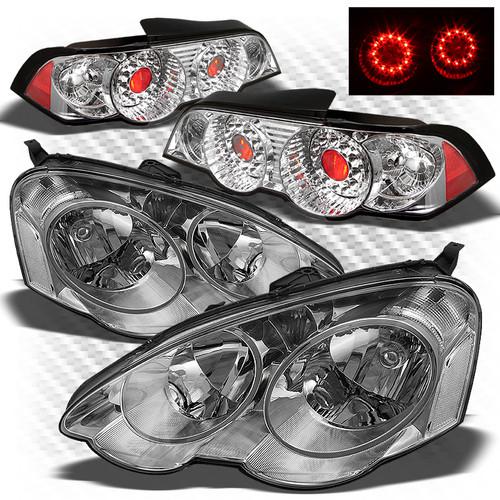 02-04 rsx chrome headlights (clear refl.) + philips-led perform tail lights