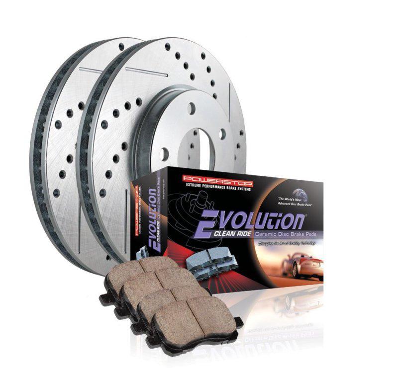 Power stop k627 rear drilled & slotted rotors & z16 ceramic brake pads