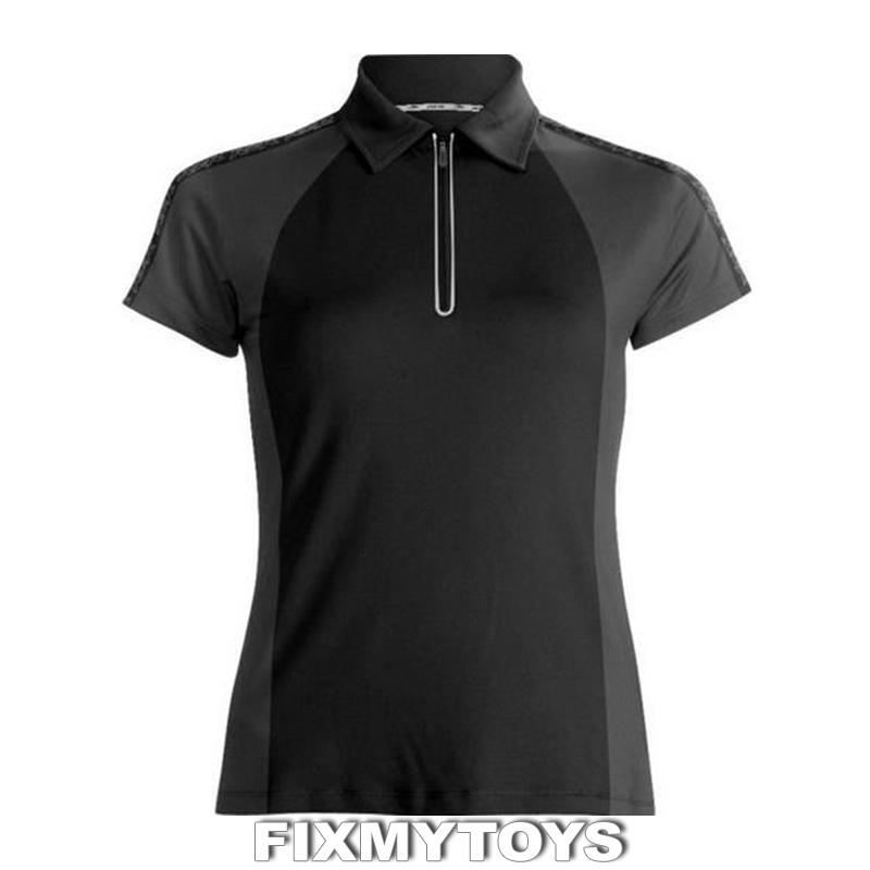 Oem polaris rzr womens black carbon fiber knit black polo sizes s-3x