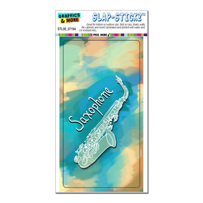 Saxophone - musical instrument music woodwind blue - slap-stickz™ bumper sticker