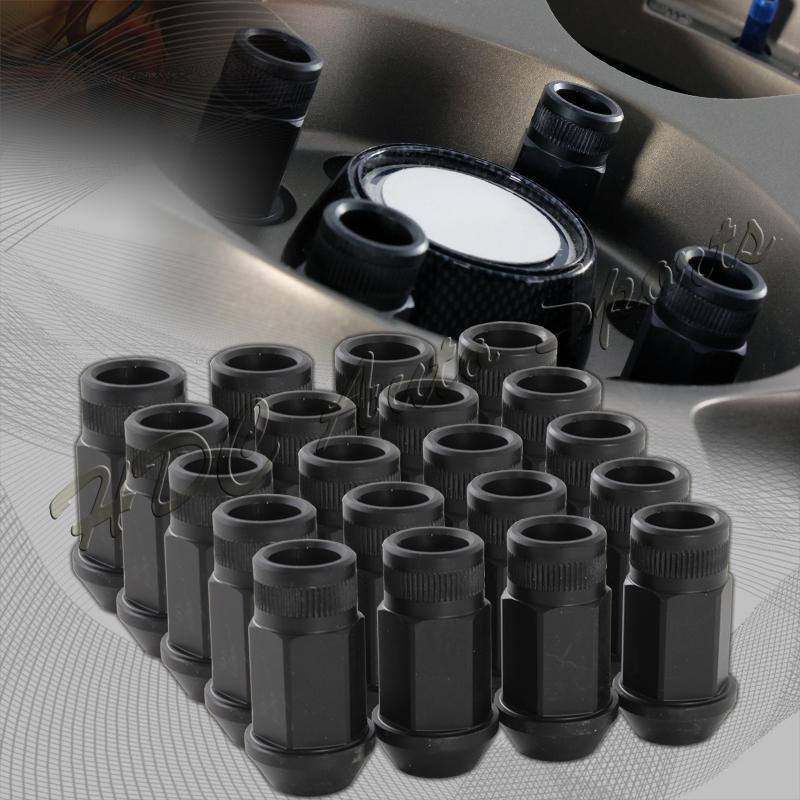 20 pcs m12 x 1.5mm thread pitch wheel rims tuner 1.75" long lug nuts - black