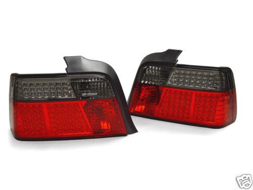  bmw e36 4dr sedan euro red/smoked lens led tail lights rear lamps no error code