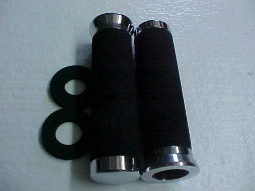 Yamaha chrome & black foam handlebar grips 6 1/4" x 7/8" new virago maxim seca