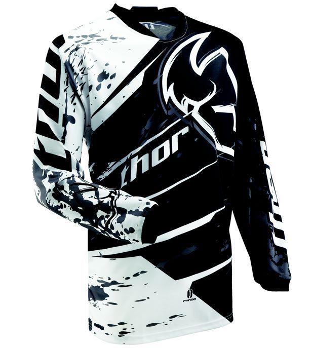 Thor 2013 youth phase splatter black mx motorcross atv jersey l large new