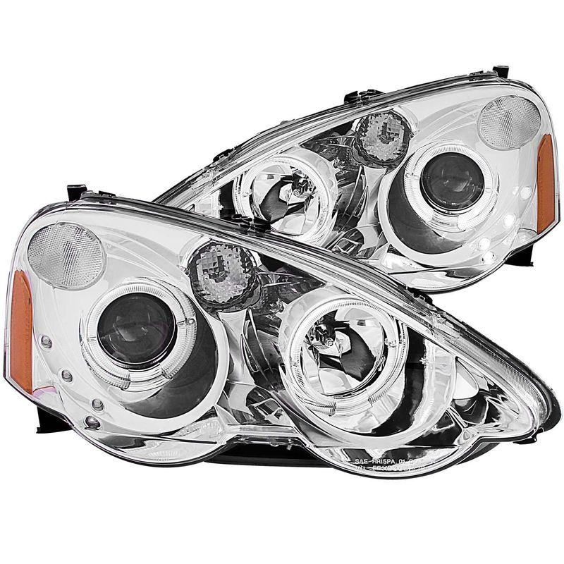 Front headlight 02-04 rsx 2002-2004 projector halo chrome clear with led amber