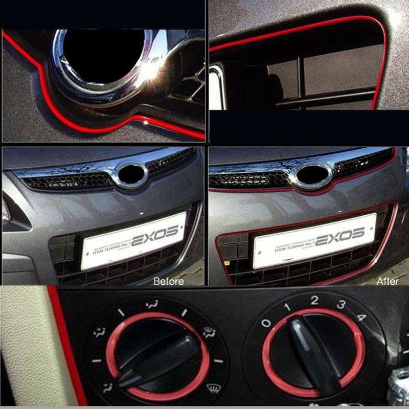 Diy red car truck decoration moulding korea trim strip line chrome