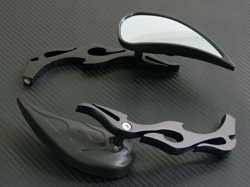 Flame black teardrop rearview mirrors for harley cruiser chopper motorcycle