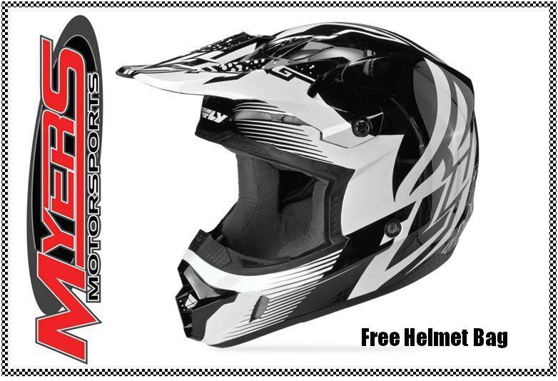 Fly kinetic inversion black white motocross motorcylce helmet dirt bike atv 