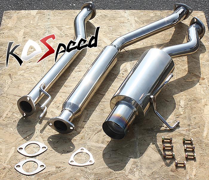 02-05 civic si ep3 stainless steel catback cat back exhaust system 4" burnt tip