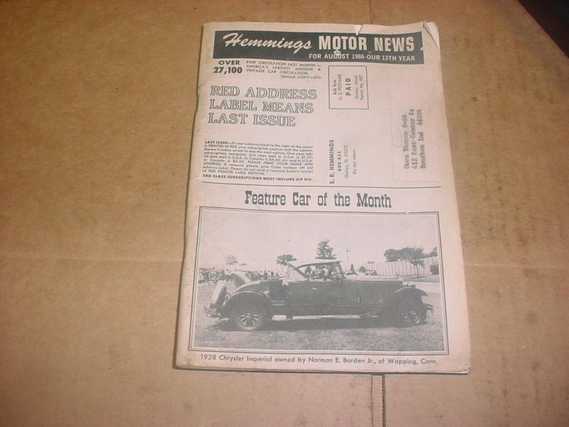 Vintage hemmings motor news august 1966 featured car of month 1928 chrysler